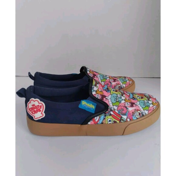 Spongebob Squarepants Character Print Slip-On Canvas Sneakers Navy Blue Gum Sole - Picture 5 of 8